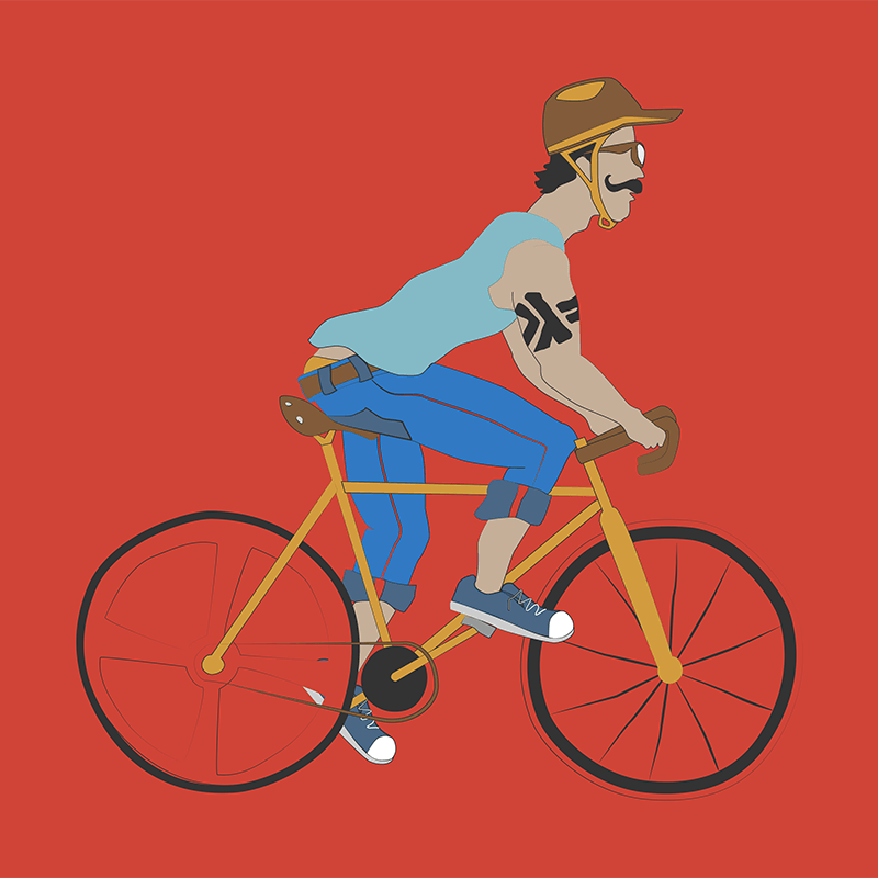 hipster on bike